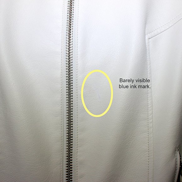 Britney Inspired Hand-Painted Faux Leather Jacket White Large - Picture 10 of 11